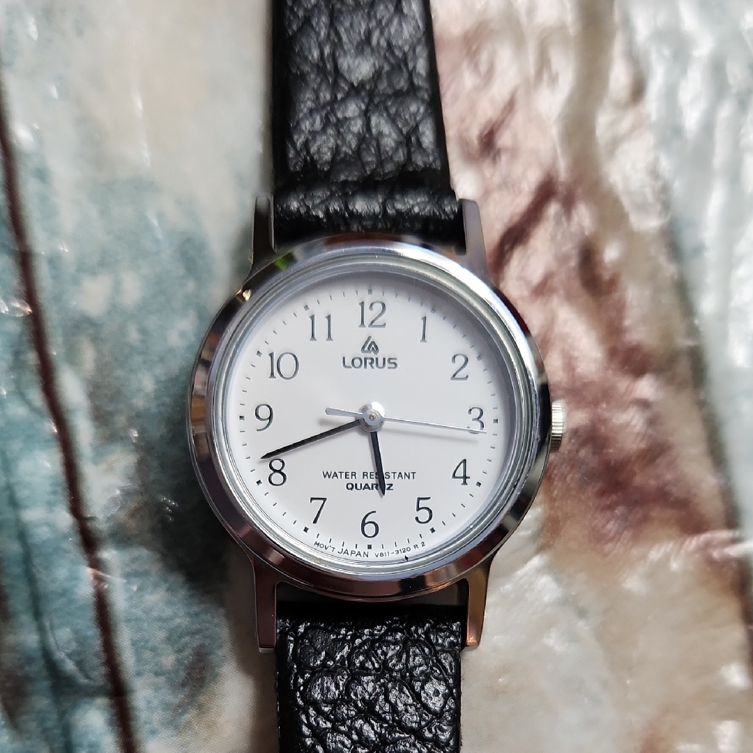Lorus Black Leather Strap Watch